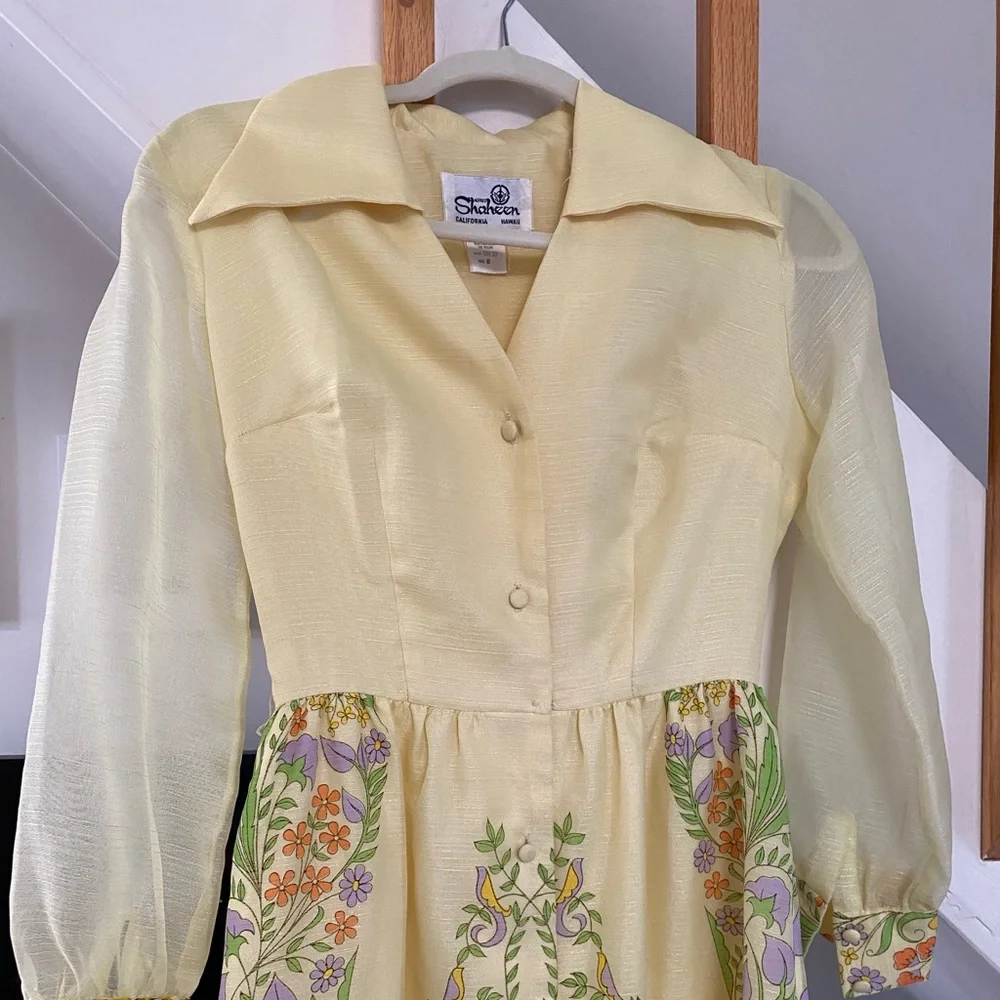 Alfred Sheehan Hawaii California collection Vintage 70s yellow floral maxi dress - Picture 2 of 5
